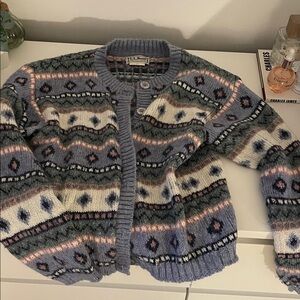 L.L. Bean Multicolor Patterned Cardigan